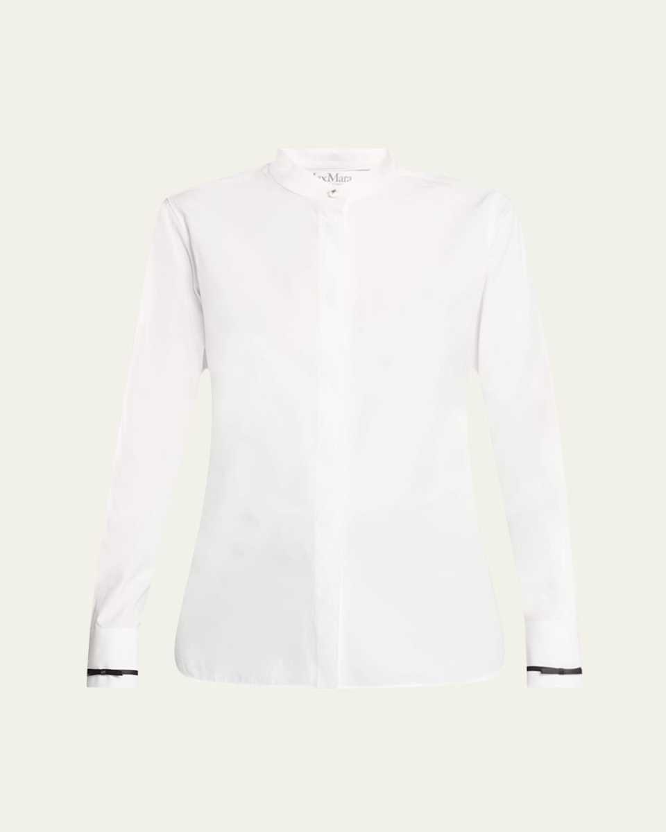 Otranto Mandarin Collar Cotton Blouse